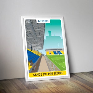 Nevers rugby stadium poster I Flowery meadow poster I Rugby poster