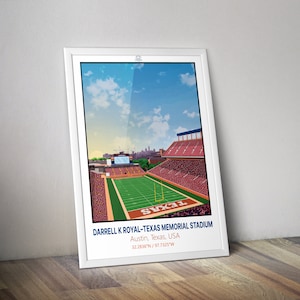 Poster Darrell K Royal I Texas Memorial stadium I Foot US