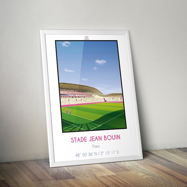 Affiche rugby stade Jean Bouin® Paris I rose I Pink I rugby Paris