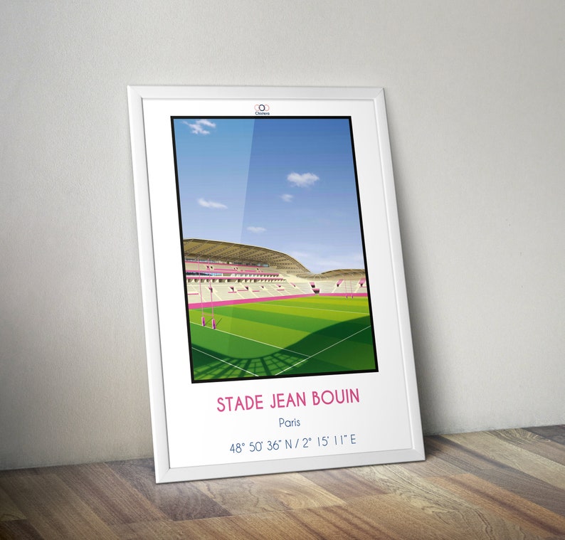 Poster rugby stadium Jean Bouin® Paris I pink I Pink I rugby Paris image 1