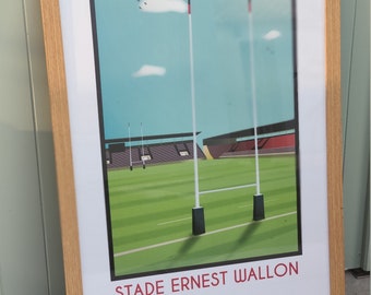 Ernest Wallon Toulouse stadium rugby poster - Chistera poster - Top 14