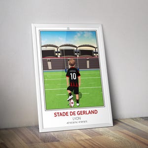 Customizable children's poster for the Gerland stadium in LOU rugby