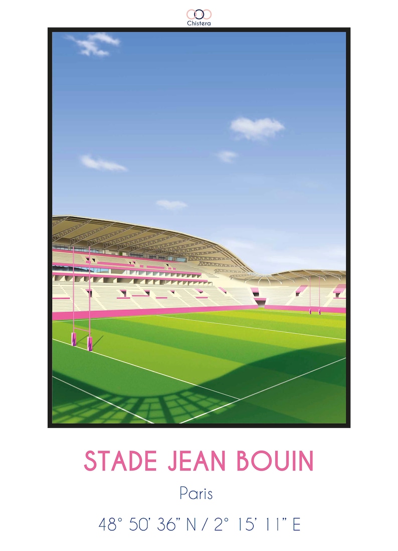 Poster rugby stadium Jean Bouin® Paris I pink I Pink I rugby Paris image 4