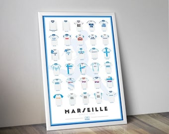 Poster della maglia del Marsiglia I OM I Dritto al punto I Tifoso di calcio I Olimpico