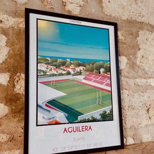 Rugby poster Aguilera Biarritz stadium I Rugby poster Top 14 I Pro D2