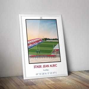 Rugby stadium posterJean Alric I Aurillac stadium poster I Rugby poster