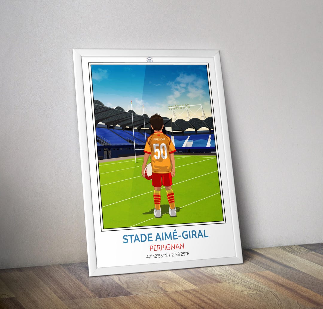 Customizable Children's Rugby Poster Aimé Giral Stadium Perpignan - Etsy