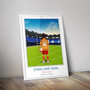 Customizable children's rugby poster Aimé Giral stadium Perpignan