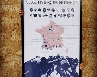 Poster rugby legendary clubs of France - top 14 - Rugby championship