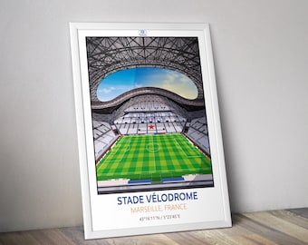 Marseille I stadium poster OM Olympique de Marseille Velodrome poster