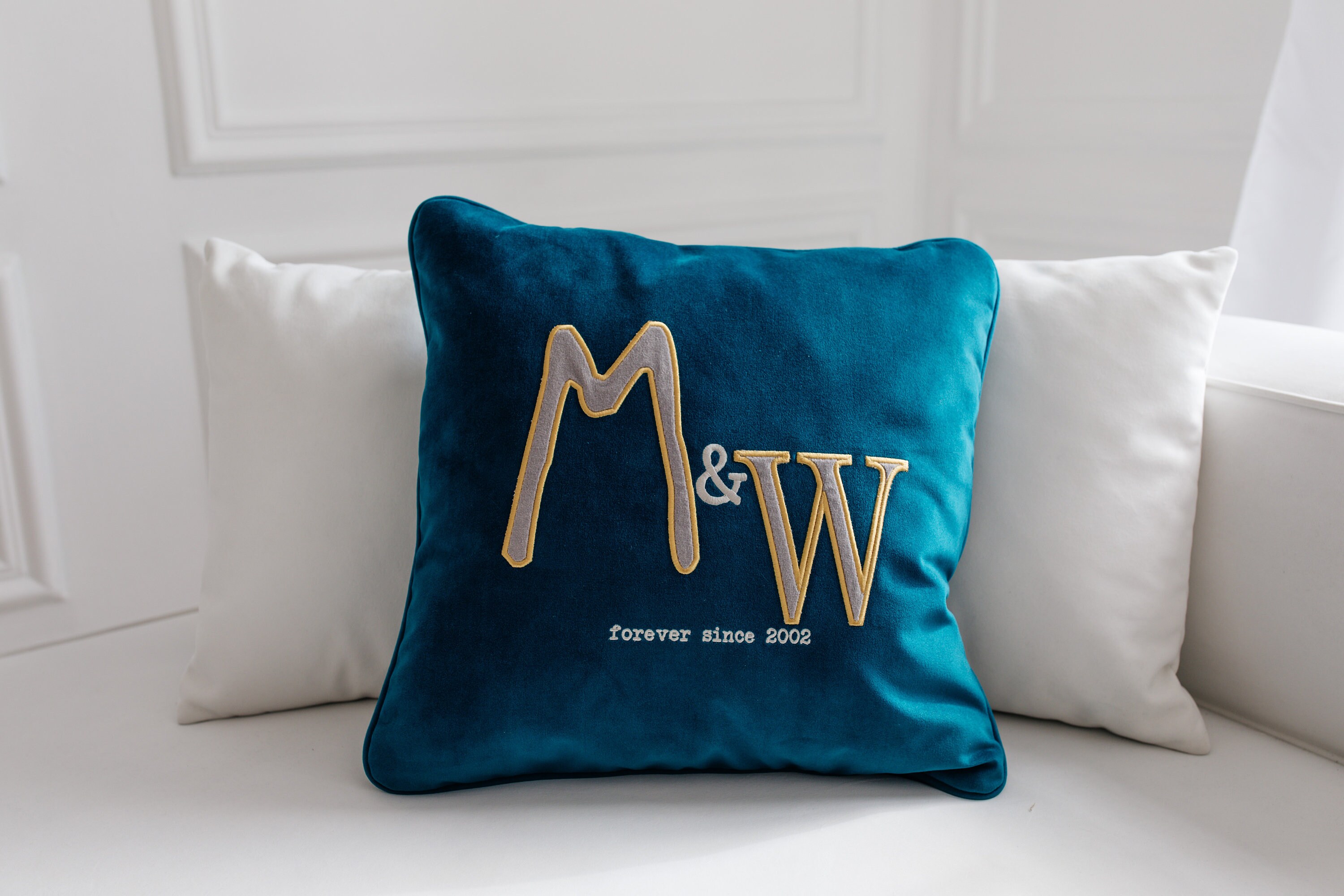Monogram pillow cases with embroidery. Throw pillow covers for Etsy