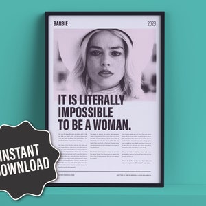 Gloria's Monologue Digital Print | Downloadable Print | Greta Gerwig | Barbie Movie Wall Art | Margot Robbie, America Ferrara