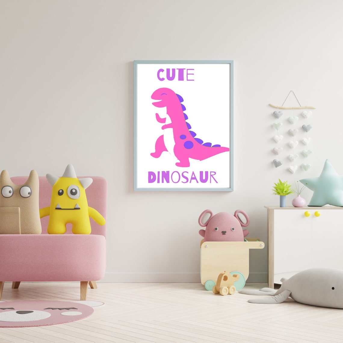 Pink and Purple Cute Dinosaur Digital Print 8x10 11x16 16x20 Etsy