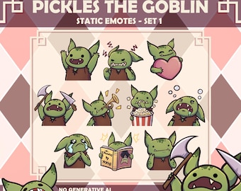 Cute D&D Goblin Emotes Pack for Twitch / Discord - 10 Emote Set - Dungeons and Dragons Gobbo Gremlin