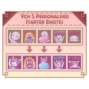 YCH 5 Personalised Starter Emotes Pack for Twitch / Discord / Telegram Sticker - Custom Your Character Here Emote Commission