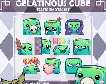 Pacote de Emotes Fofos de Cubo Gelatinoso de Slime para Twitch/Discord - Conjunto de 10 Emotes - Dungeons and Dragons