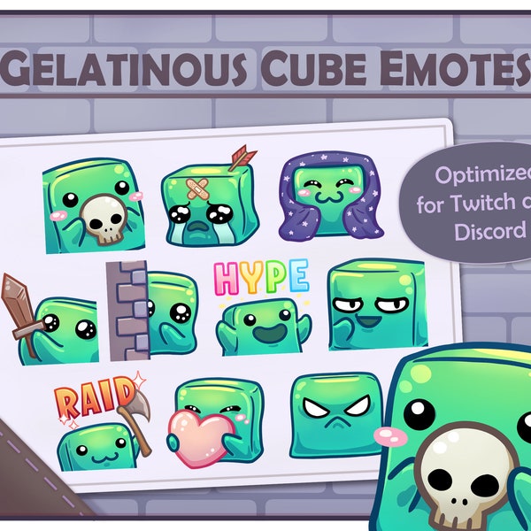 Cute D&D Slime Gelatinous Cube Emotes Pack for Twitch / Discord - 10 Emote Set - Dungeons and Dragons