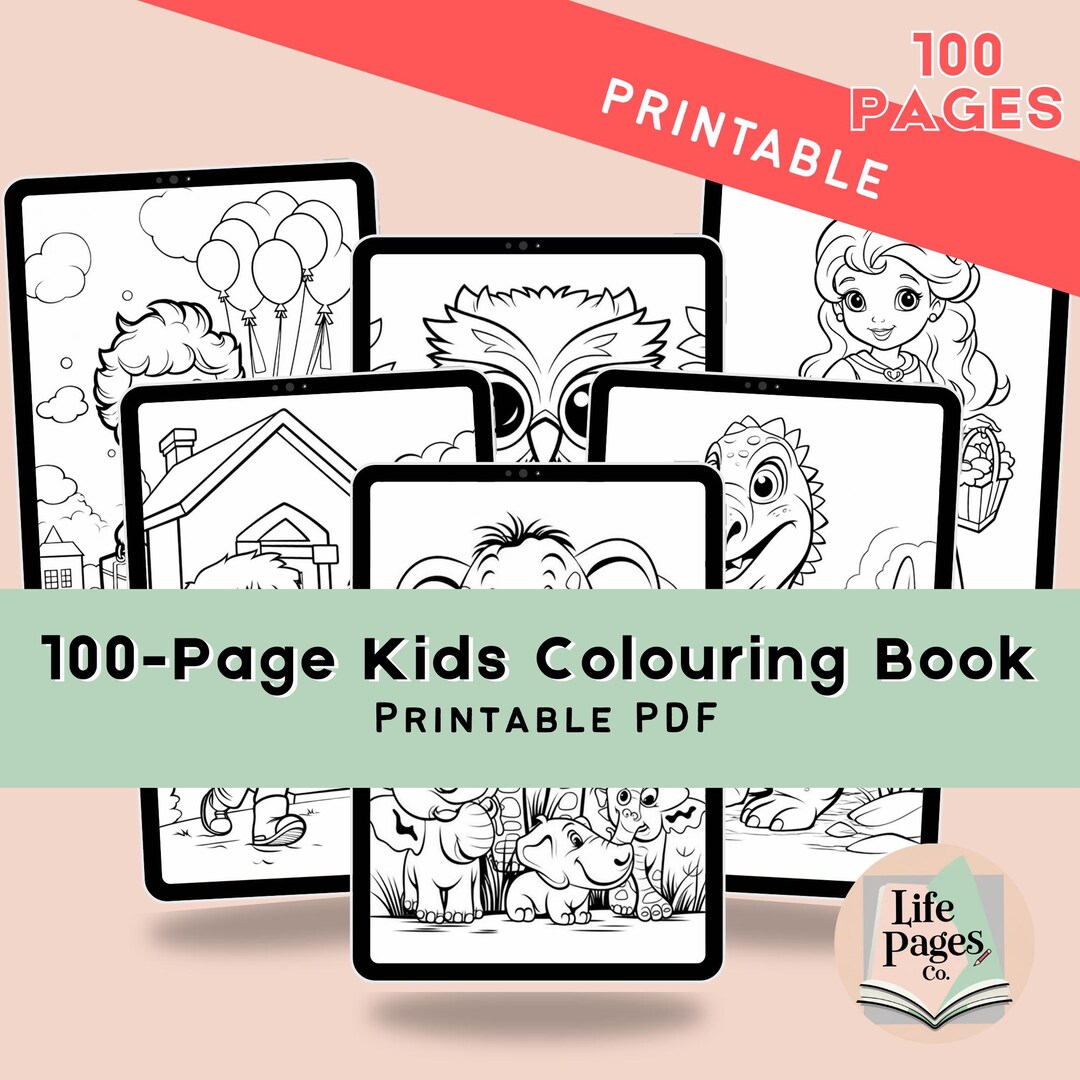 Kids Colouring Book | 100-page Printable PDF A4 | Fun Animal Boys ...