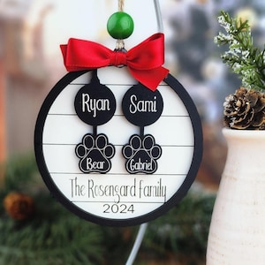 Personalized Family Ornament: Laser Cut Pet & Children Names, Christmas 2025