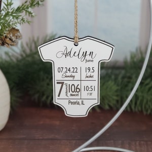 Personalized Baby's First Christmas Ornament: Engraved Birth Stats Keepsake