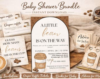 Coffee themed baby shower invite - digital file bundle