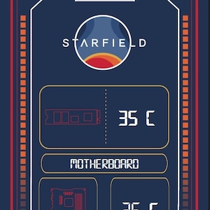 SENSOR PANEL Video Game Themed Star Template 515 x 1920 (12.6&quot; Displays) *For Uses With Aida64* (Not Included) Instant Download.