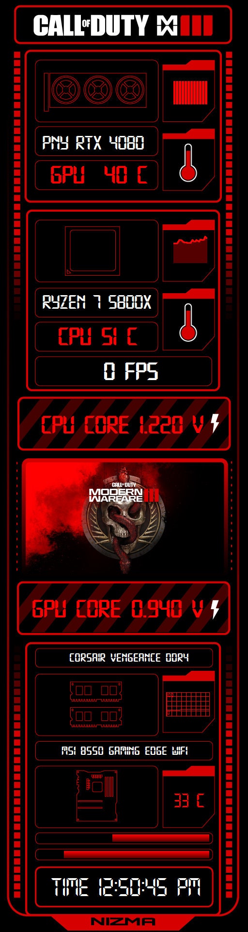 Video Game SENSOR PANEL Templates 2 Aida64 Files + 2 PNG 515 x 1920 (12.6" Displays) *For Uses With Aida64* Instant Download.