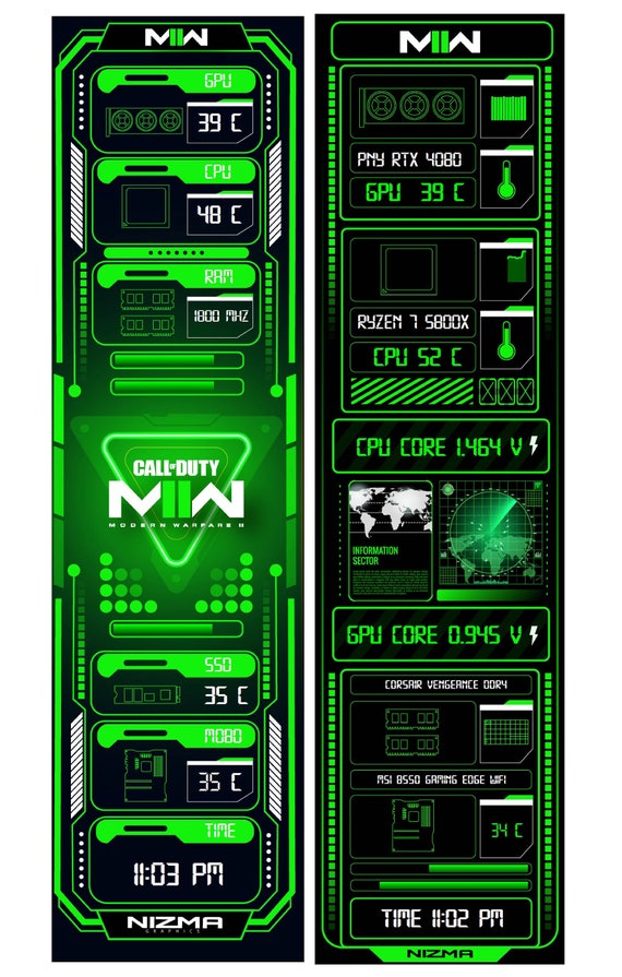 Video Game SENSOR PANEL Templates 2pc + PNG 515 X 1920 (12.6