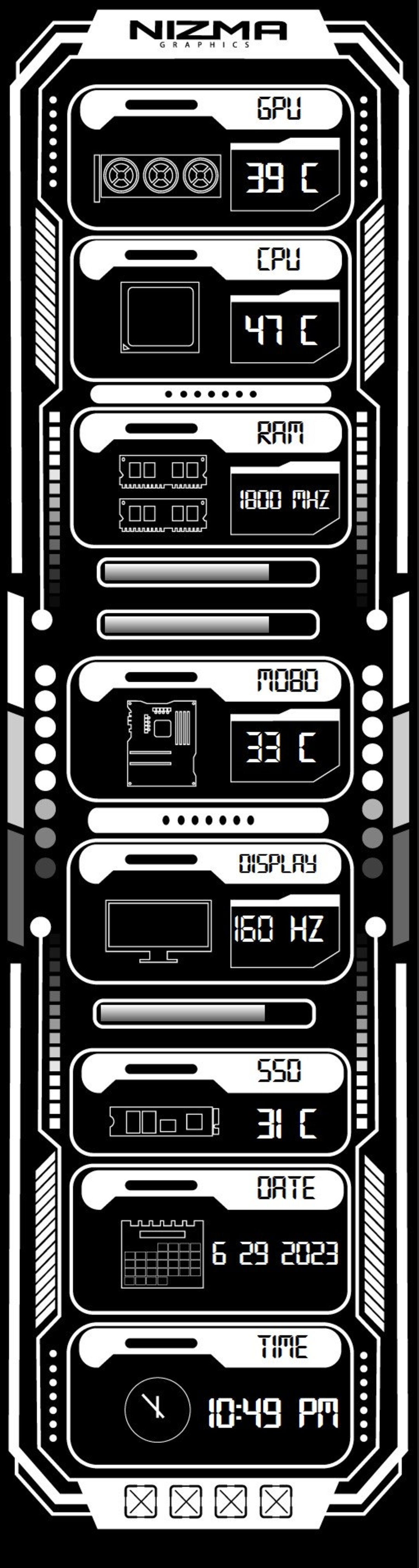 SENSOR PANEL Cyber White and Black Skin/template 515 X 1920