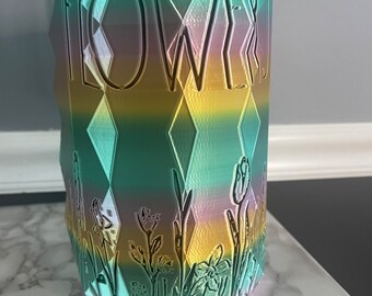 Rae Dunn Inspired Pastel Rainbow 3D Printed Floral Etched Vase