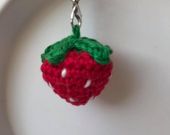 Porte-clés au crochet Fraise