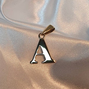 Collar con colgante de plata con inicial de oro de 9 quilates, letra A, oro macizo, joyería para mujer, regalo para ella, oro blanco rosa