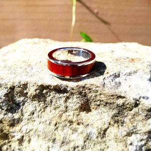 Oak/Wood/Inlay/Silver/Band unisex/Ring/Gold/Handmade/Gift/Jewellery/Men/Genuine/Real/Gold/9K/14K