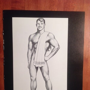 Art Page/Print from TOM of FINLAND Book - Retrospective #1  1988 Sauna Dock Worker TF146