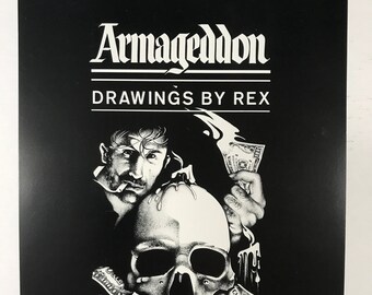 Rare REX Pointillism Art Print 8.5x11 Armageddon, Drawings By Rex Cover Art  #1790