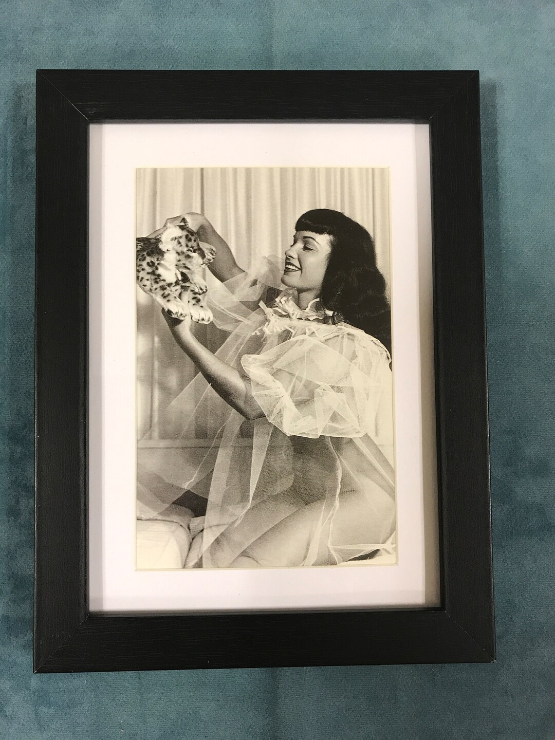 Bettie Page Pin up Girl Matted and Framed Postcard/print 6 X 8 Photo by