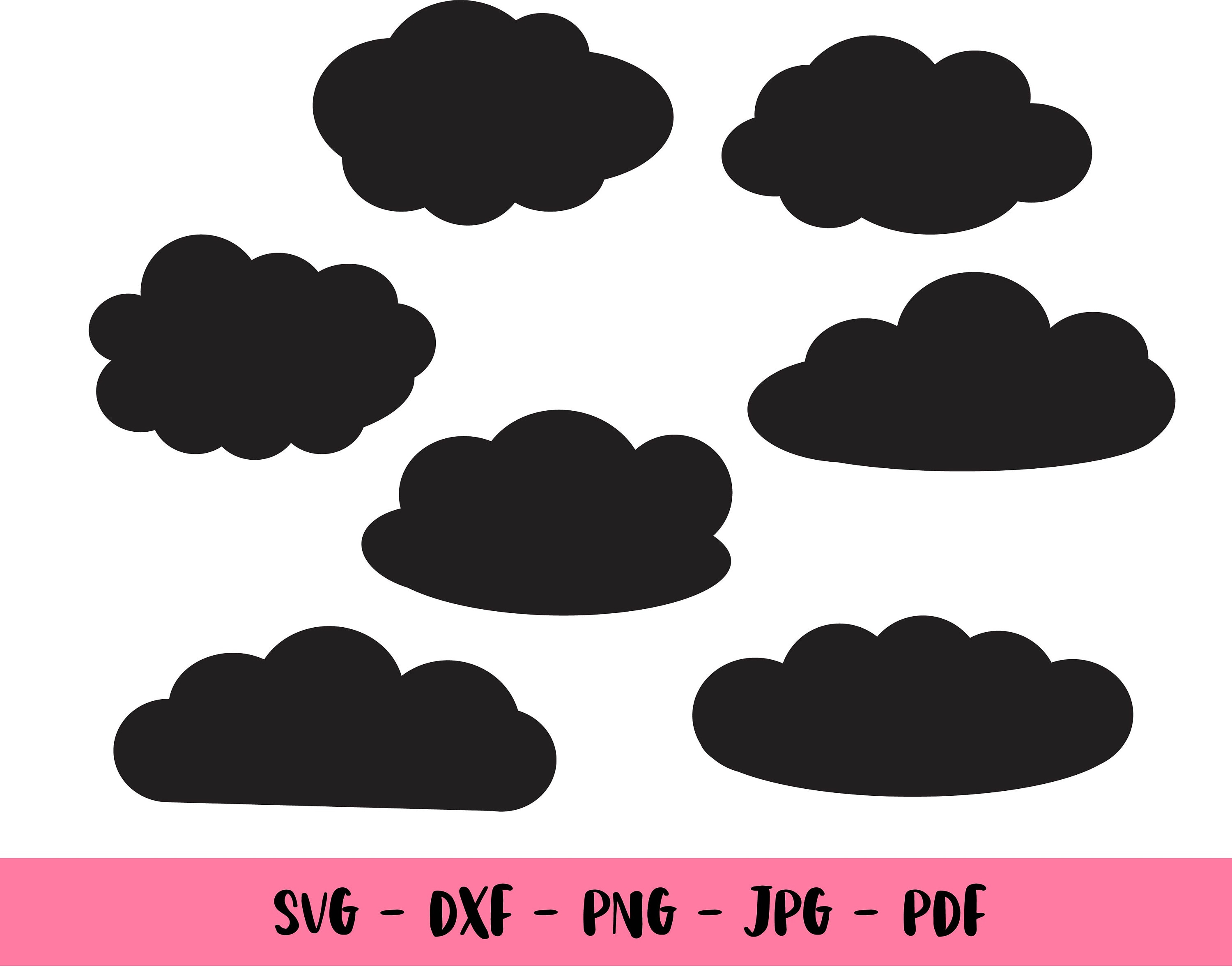 Cloud svg png dxf jpg pdf. Clouds bundle Cloud clipart Etsy