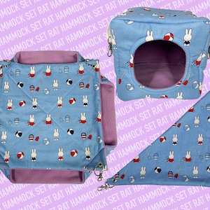 Custom Rat Hammock Set with metal hooks included - Double hammock, Cube and Corner Hammock