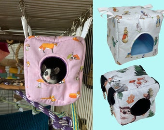 Gezellige muishangmat en kubus voor hamsterhangmat met zachte fleece inclusief metalen gespen - Hangmatbed VK