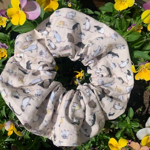 Rat Scrunchie, Rat Lover Gift, Hair Scrunchie, Rat Mum Gift, Tiny Fancy Rats Cotton Scrunchie
