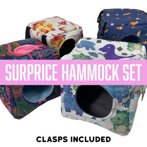 Surprise Rat Hammock Set with metal hooks included - Soft Fleece Homemade Hanging Rodent Hammocks UK