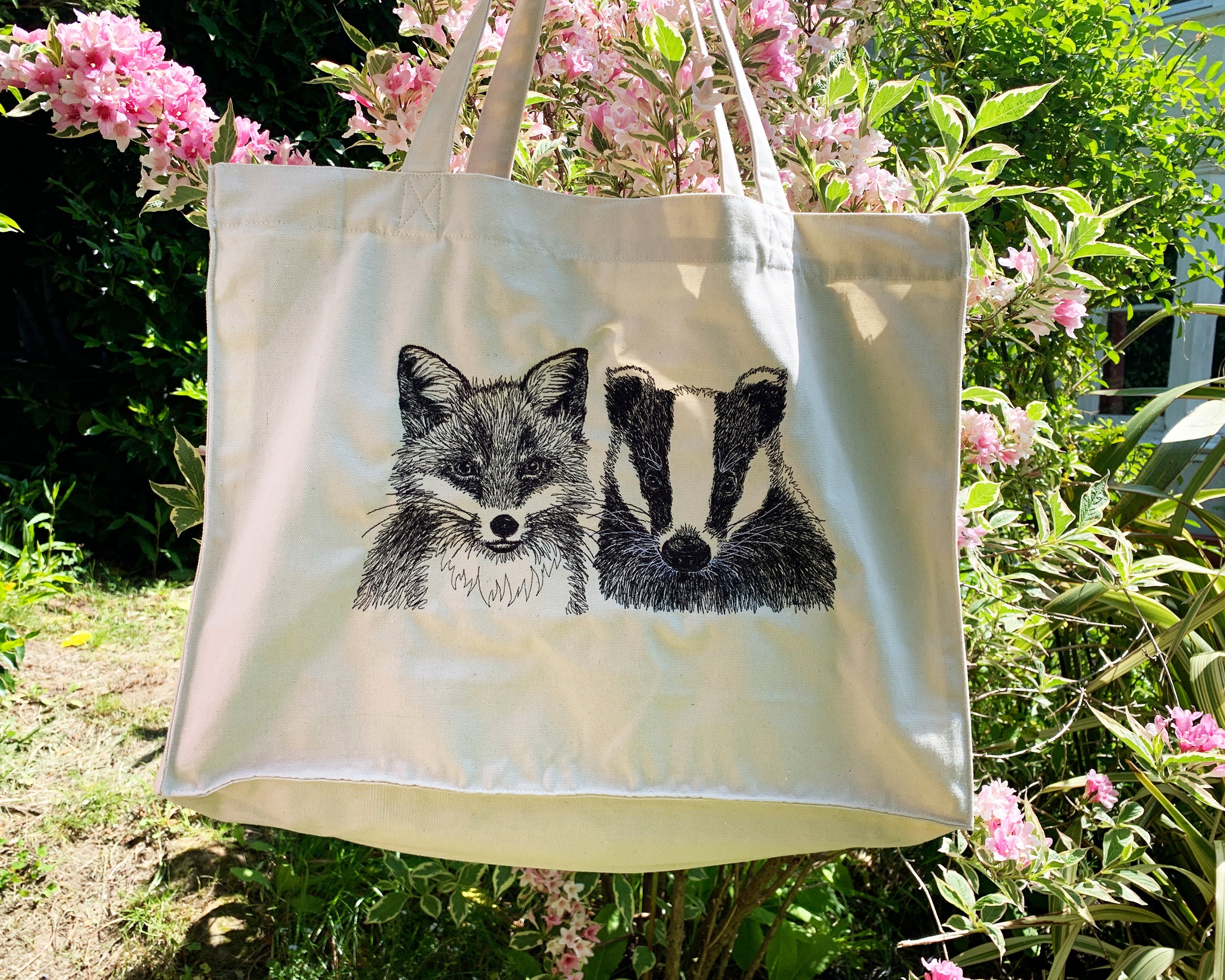Woodland Animal Large Canvas Tote Bag Reclaimed Recycled Etsy