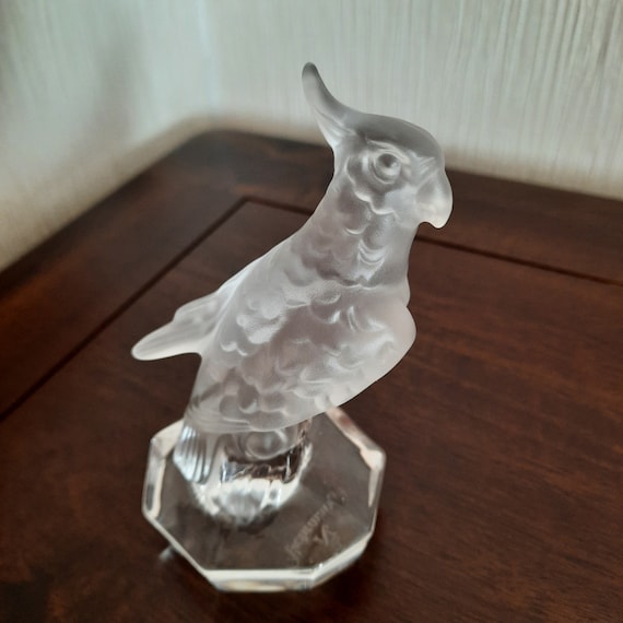 Bavarian Crystal Glass Parakeet Sculpture by Nachtmann