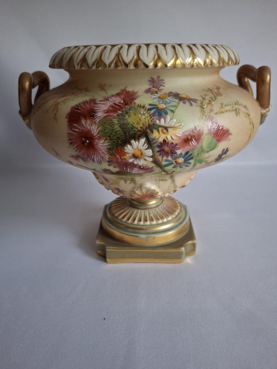 ANTIQUE ROYAL WORCESTER Hand Painted Urn - Dated: 1899