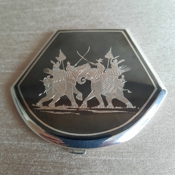 Siam Sterling Silver and Niello Compact