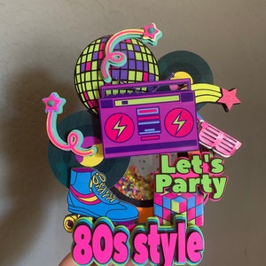 90s 80s disco theme,neon cake topper,80s retro cake topper
