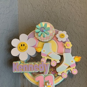 Groovy Roller Skate Cake Topper: Personalized Birthday Party Decor