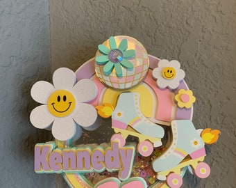 Groovy Roller Skate Cake Topper: Personalized Birthday Party Decor