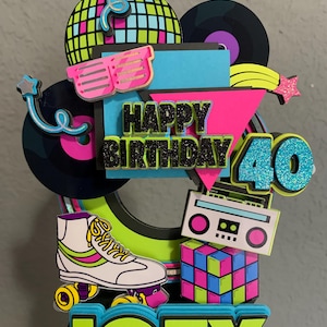 80s Retro Theme Party,80s Cake topper,90s Retro Party