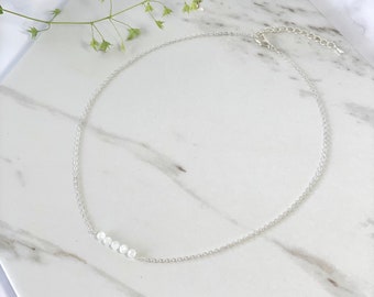 Collar de barra de piedra lunar genuina de oro o plata de oro o plata